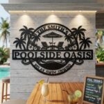 Poolside Metal Sign