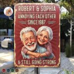 Couple Caricature Metal Plaque